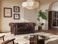Vente-unique Chesterfield Ledersofa 2-Sitzer - B&uuml;ffelleder - Braun - BRENTON 105241