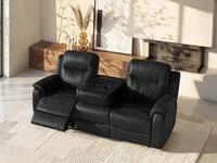 Vente-unique Relaxsofa Leder 3-Sitzer - Schwarz - EVASION 58401
