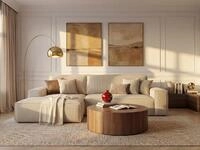 Vente-unique Ecksofa mit Schlaffunktion - Ecke Links - Cord - Beige - AMELIA...