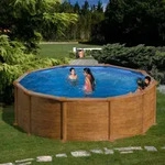 GRE Rundformbeckenset Holzoptik Mauritius &Oslash; 350 x 132 cm