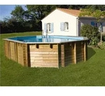 GRE Pool Komplettset aus Echtholz Vermela Oval 672 x 472 x 146 cm