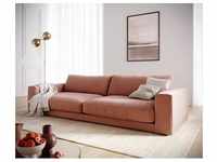 DELIFE Big-Sofa Cubico 290x120 cm Flachgewebe Orange, Big Sofas