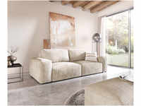 DELIFE Big-Sofa Lanzo L 260x110 cm Cord Beige mit Hocker, Big Sofas