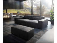DELIFE Big-Sofa Sirpio XL 270x130 cm Lederimitat Vintage Anthrazit mit Hocker,...