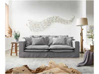 DELIFE Hussensofa Noelia 240x145 cm Grau mit Kissen Big-Sofa, Big Sofas