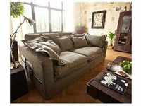 DELIFE Hussensofa Noelia 240x145 cm Braun Couch mit Kissen, Big Sofas