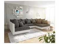 DELIFE Wohnlandschaft Clovis Weiss Schwarz Modulares Sofa, Design...