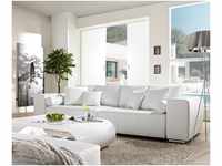 DELIFE Big-Sofa Marbeya 290x110 cm Weiss mit Schlaffunktion, Big Sofas