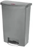 Treteimer Rubbermaid Slim Jim Kunststoff grau 90 L Tretabfallbeh&auml;lter mit Pedal an