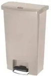 Treteimer Rubbermaid Slim Jim Kunststoff beige 50 L Tretabfallbeh&auml;lter mit Pedal an
