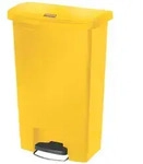 Treteimer Rubbermaid Slim Jim Kunststoff gelb 50 L Tretabfallbeh&auml;lter mit Pedal an
