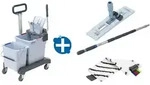 Vileda UltraSpeed Pro Doppelfahreimer Ready to Go Micro Plus Chassis, 25&10 L Eimer,