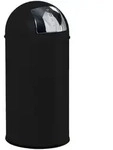 M&uuml;lleimer EKO Pushbin matt schwarz 40 L Edelstahl Abfallbeh&auml;lter mit Pushdeckel