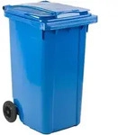M&uuml;lltonne ESE Kunststoff 240 L blau mit Klappdeckel und Rollen,...