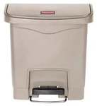 Treteimer Rubbermaid Slim Jim Kunststoff beige 15 L Tretabfallbeh&auml;lter mit Pedal an
