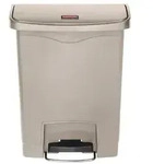 Treteimer Rubbermaid Slim Jim Kunststoff beige 30 L Tretabfallbeh&auml;lter mit Pedal an