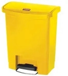 Treteimer Rubbermaid Slim Jim Kunststoff gelb 30 L Tretabfallbeh&auml;lter mit Pedal an