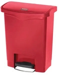 Treteimer Rubbermaid Slim Jim Kunststoff rot 30 L Tretabfallbeh&auml;lter mit Pedal an
