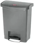Treteimer Rubbermaid Slim Jim Kunststoff grau 30 L Tretabfallbeh&auml;lter mit Pedal an