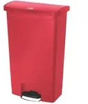 Treteimer Rubbermaid Slim Jim Kunststoff rot 68 L Tretabfallbeh&auml;lter mit Pedal an