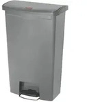 Treteimer Rubbermaid Slim Jim Kunststoff grau 68 L Tretabfallbeh&auml;lter mit Pedal an