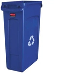 Rubbermaid Slim Jim mit Luftschlitze 87 L blau VB 186383 mit Recyclingsymbol und