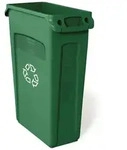 Rubbermaid Slim Jim mit Luftschlitze 87 L gr&uuml;n VB 186390 mit Recyclingsymbol...