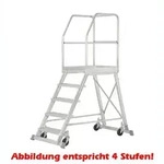 Podestleiter Hymer Podesttreppe einseitig begehbar 6 Stufen fahrbar, Podestgr&ouml;&szlig;e