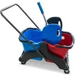 Reinigungswagen RMV Profi Doppelfahrwagen PE 2 x 25 L dazu 1 x Profi Doppelbacken