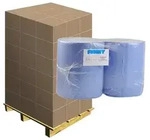 Putztuchrolle Zellstoff 2-lagig 360 m blau Palettenabgabe 36x36 cm, 1000