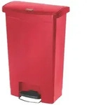 Treteimer Rubbermaid Slim Jim Kunststoff rot 50 L Tretabfallbeh&auml;lter mit Pedal an