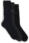 BOSS Kurzsocken, 3er-Pack, uni, f&uuml;r Herren, grau|schwarz, 43-46