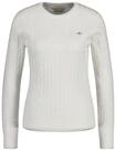 GANT Damen Pullover - STRETCH COTTON CABLE C-NECK, Rundhals, Zopfstrick, Logo, beige,