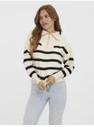 VERO MODA&reg; Pullover, Troyer, Streifen, f&uuml;r Damen, beige, XL