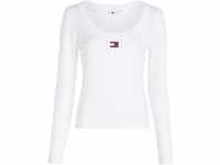 TOMMY Jeans Langarmshirt, Logo-Stickerei, für Damen, weiß, XS