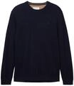 TOM TAILOR Pullover, Rundhals-Ausschnitt, Rippb&uuml;ndchen, f&uuml;r Herren, blau, XXL