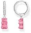 Thomas Sabo Einzel-Creole mit pinkem Goldb&auml;ren-Anh&auml;nger und Steinen, silberfarben,
