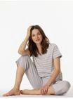 SCHIESSER Casual Essentials Capri-Pyjama, Baumwolle, V-Ausschnitt, f&uuml;r Damen, grau,