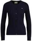 GANT Damen Strickjacke - STRETCH COTTON CABLE CARDIGAN, Zopfstrick, Logo, blau, S