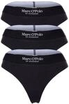 Marc O'Polo Essentials String, 3er-Pack, Logo-Bund, f&uuml;r Damen, schwarz, L