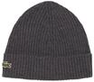 LACOSTE Unisex M&uuml;tze - Strickm&uuml;tze, Beanie, Wolle, Logo-Patch, One Size, grau, Size
