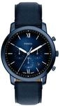 Fossil Herrenuhr Neutra Chronograph, marineblaues Lederarmband, FS6168, Blau, 99