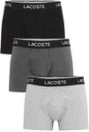LACOSTE Trunks, 3er Pack, f&uuml;r Herren, wei&szlig;|grau|schwarz, M