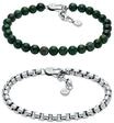 Fossil Herren-Geschenkset Armband Edelstahl Achat gr&uuml;n, JF04940SET, Silber, 19