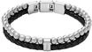 FOSSIL Herren Armband, Edelstahl und Leder, SILBER SCHWARZ