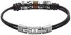 FOSSIL Herren Armband, Leder mit Edelstahl, SCHWARZ