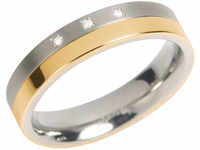 BOCCIA® Damen Ring, Titan mit 3 Diamanten, zus. ca. 0,015 Karat, bicolor, 54