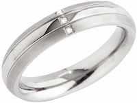 BOCCIA® Damen Ring, Titan mit 3 Diamanten, zus. ca. 0,015 Karat, silber, 54