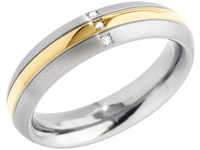 BOCCIA® Damen Ring, Titan mit 3 Diamanten zus. ca. 0,015 Karat, bicolor, 54