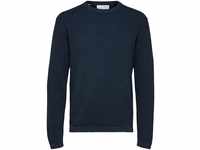 SELECTED Pullover, Baumwolle, Rundhals-Ausschnitt, uni, für Herren, blau, L